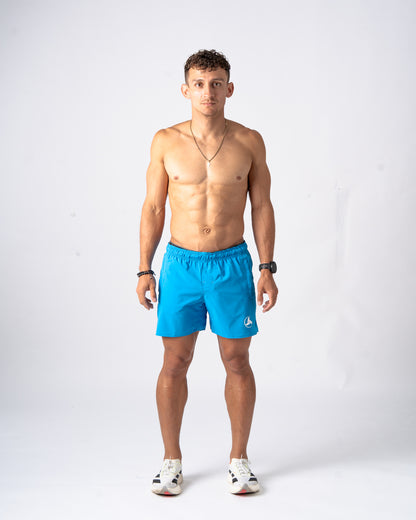 Cancun Blue Active Shorts 5in'