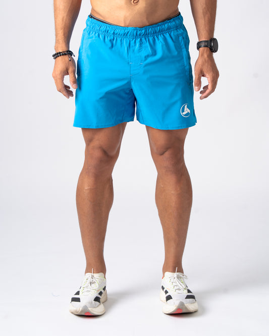 Cancun Blue Active Shorts 5in'
