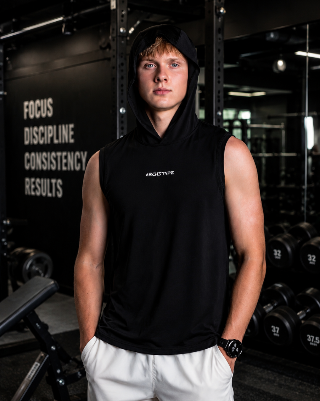 Black Apex Sleeveless Hoodie